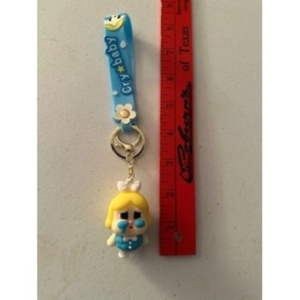 Crybaby Blue Crying Girl Keychain Wristlet Strap Bag Charm Accessory